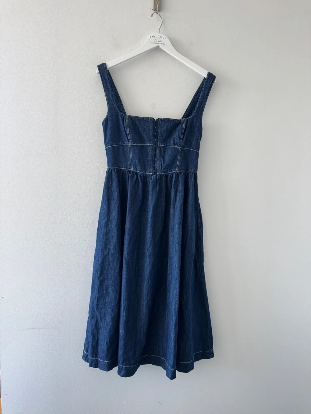 REFORMATION Tagliatelle Denim Midi Dress 6 - Picture 6 of 8
